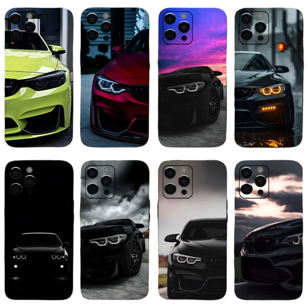 Cool Blue Red Car Phone Case for iPhone 15, 14, 13, 12, 11 & More – Soft Black Cover