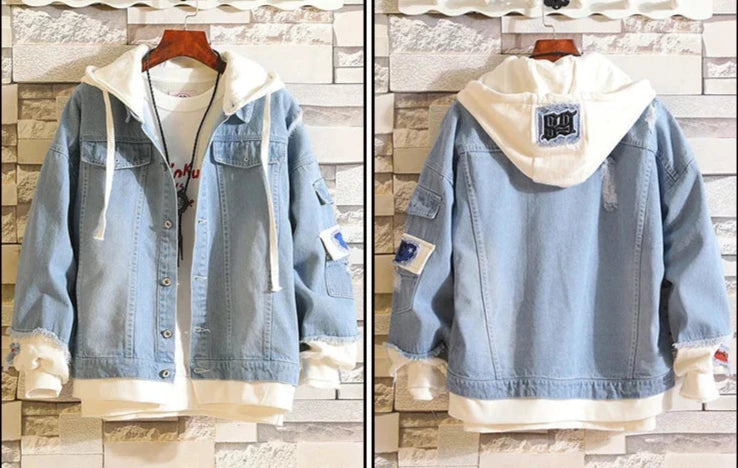 Anime Love Denim Hoodie Jacket