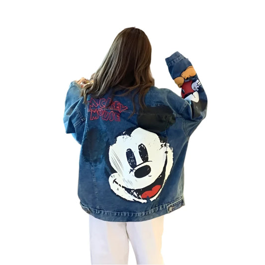 Retro MM Cartoon Printed Denim Jacket