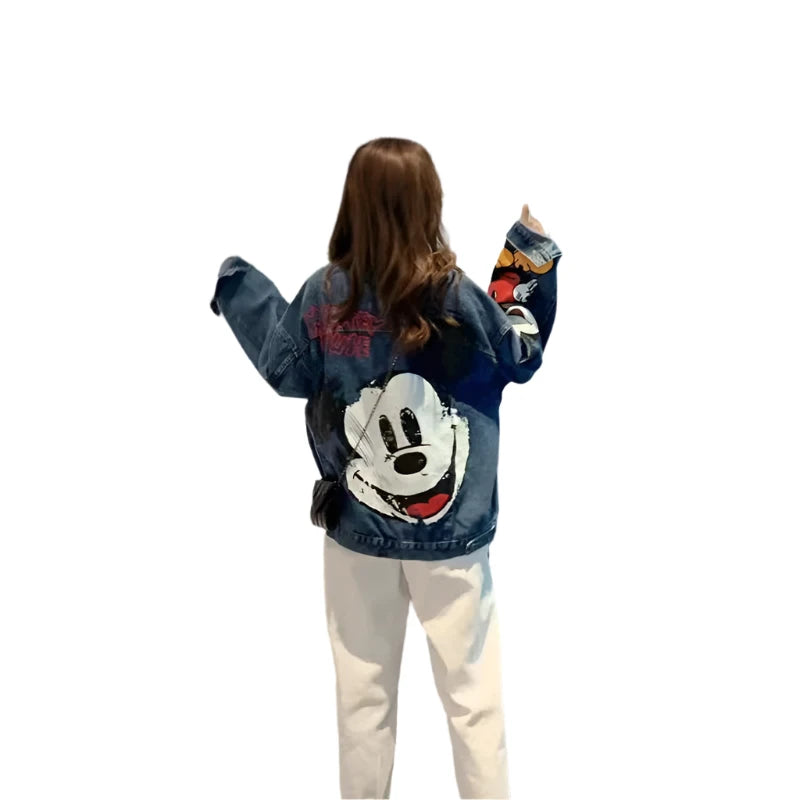 Retro MM Cartoon Printed Denim Jacket