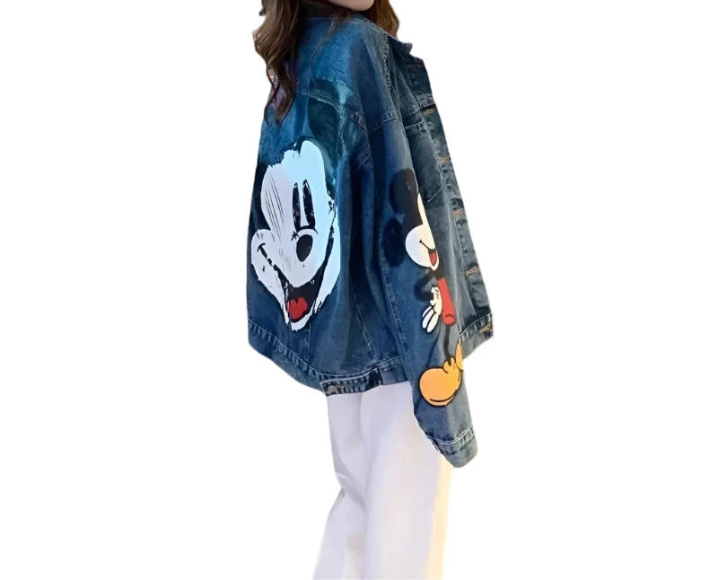 Retro MM Cartoon Printed Denim Jacket