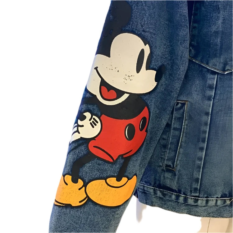 Retro MM Cartoon Printed Denim Jacket