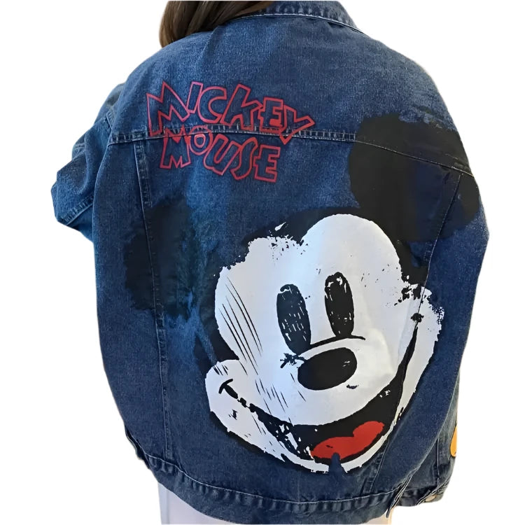 Retro MM Cartoon Printed Denim Jacket