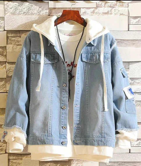 Anime Love Denim Hoodie Jacket